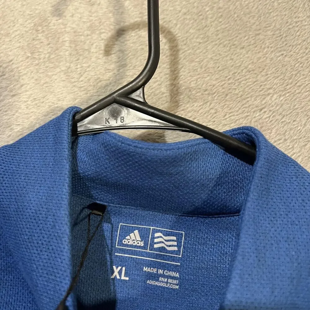 Adidas Adi Perform Golf Pullover Mens XL Blue 1/4 Zip Mock Neck Fleece